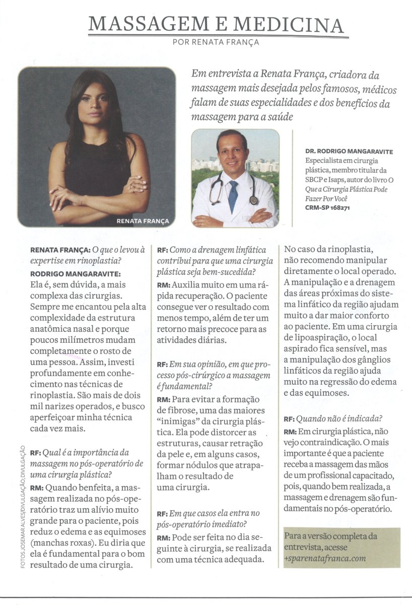 Renata França bate papo com o Dr. Rodrigo Mangaravite sobre a importância  da massagem pós cirurgia plástica - Dr. Rodrigo Mangaravite